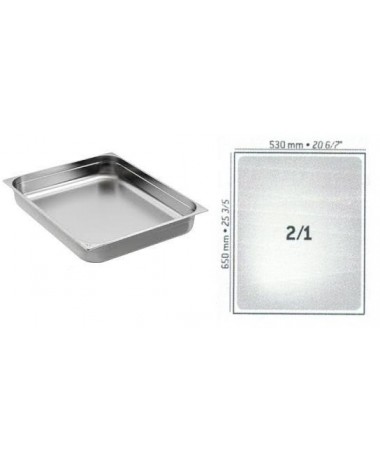 BAC GASTRO INOX GN2/1 650X530 EP 0.9MM STANDARD